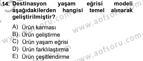 Destinasyon Yönetimi Dersi 2012 - 2013 Yılı (Final) Dönem Sonu Sınav Soruları 14. Soru