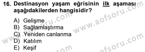 Destinasyon Yönetimi Dersi 2012 - 2013 Yılı (Final) Dönem Sonu Sınav Soruları 16. Soru