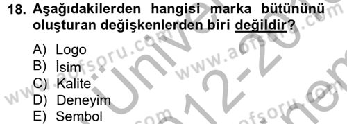 Destinasyon Yönetimi Dersi 2012 - 2013 Yılı (Final) Dönem Sonu Sınav Soruları 18. Soru