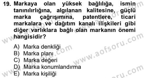 Destinasyon Yönetimi Dersi 2012 - 2013 Yılı (Final) Dönem Sonu Sınav Soruları 19. Soru