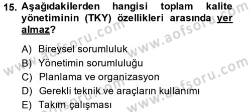 Destinasyon Yönetimi Dersi 2013 - 2014 Yılı (Vize) Ara Sınav Soruları 15. Soru