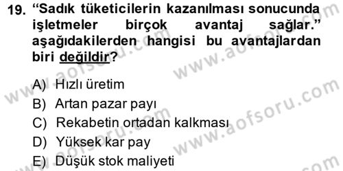 Destinasyon Yönetimi Dersi 2013 - 2014 Yılı (Vize) Ara Sınav Soruları 19. Soru