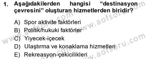 Destinasyon Yönetimi Dersi 2013 - 2014 Yılı (Final) Dönem Sonu Sınav Soruları 1. Soru