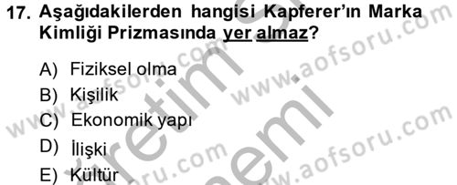 Destinasyon Yönetimi Dersi 2013 - 2014 Yılı (Final) Dönem Sonu Sınav Soruları 17. Soru