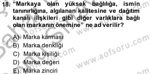 Destinasyon Yönetimi Dersi 2013 - 2014 Yılı (Final) Dönem Sonu Sınav Soruları 18. Soru