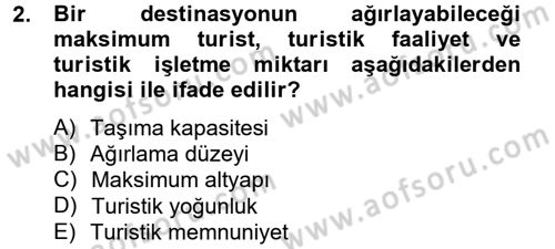 Destinasyon Yönetimi Dersi 2013 - 2014 Yılı (Final) Dönem Sonu Sınav Soruları 2. Soru