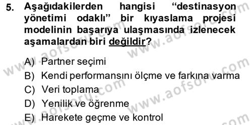 Destinasyon Yönetimi Dersi 2013 - 2014 Yılı (Final) Dönem Sonu Sınav Soruları 5. Soru