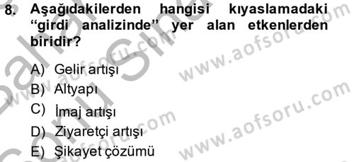 Destinasyon Yönetimi Dersi 2013 - 2014 Yılı (Final) Dönem Sonu Sınav Soruları 8. Soru