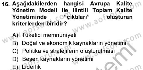 Destinasyon Yönetimi Dersi 2014 - 2015 Yılı (Vize) Ara Sınav Soruları 16. Soru
