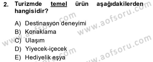 Destinasyon Yönetimi Dersi 2014 - 2015 Yılı (Vize) Ara Sınav Soruları 2. Soru