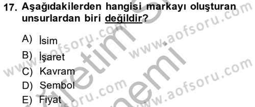 Destinasyon Yönetimi Dersi 2014 - 2015 Yılı (Final) Dönem Sonu Sınav Soruları 17. Soru