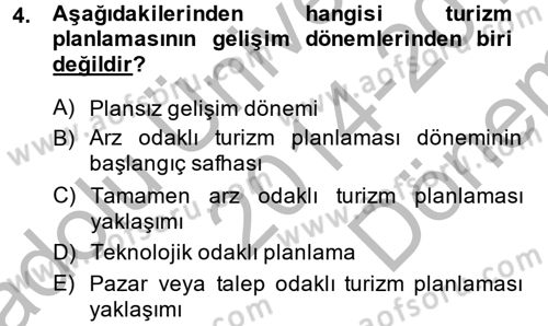 Destinasyon Yönetimi Dersi 2014 - 2015 Yılı (Final) Dönem Sonu Sınav Soruları 4. Soru