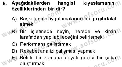 Destinasyon Yönetimi Dersi 2014 - 2015 Yılı (Final) Dönem Sonu Sınav Soruları 5. Soru