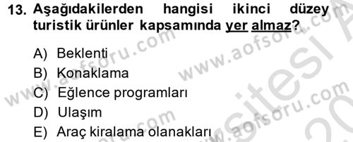 Destinasyon Yönetimi Dersi 2014 - 2015 Yılı Tek Ders Sınav Soruları 13. Soru