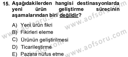 Destinasyon Yönetimi Dersi 2014 - 2015 Yılı Tek Ders Sınav Soruları 15. Soru
