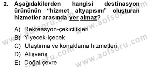 Destinasyon Yönetimi Dersi 2014 - 2015 Yılı Tek Ders Sınav Soruları 2. Soru