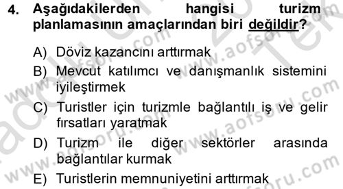 Destinasyon Yönetimi Dersi 2014 - 2015 Yılı Tek Ders Sınav Soruları 4. Soru