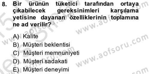 Destinasyon Yönetimi Dersi 2014 - 2015 Yılı Tek Ders Sınav Soruları 8. Soru