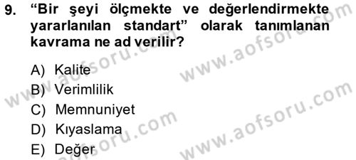 Destinasyon Yönetimi Dersi 2014 - 2015 Yılı Tek Ders Sınav Soruları 9. Soru