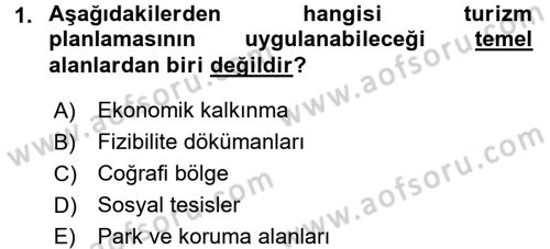 Destinasyon Yönetimi Dersi 2015 - 2016 Yılı (Vize) Ara Sınav Soruları 1. Soru