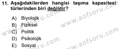 Destinasyon Yönetimi Dersi 2015 - 2016 Yılı (Vize) Ara Sınav Soruları 11. Soru