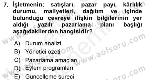 Destinasyon Yönetimi Dersi 2015 - 2016 Yılı (Vize) Ara Sınav Soruları 7. Soru