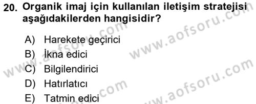 Destinasyon Yönetimi Dersi 2015 - 2016 Yılı (Final) Dönem Sonu Sınav Soruları 20. Soru