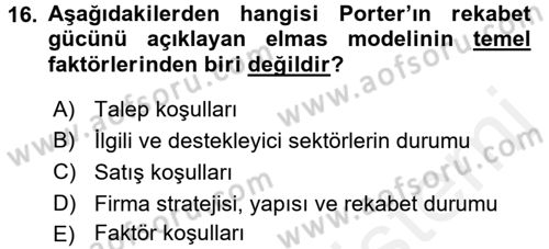 Destinasyon Yönetimi Dersi 2015 - 2016 Yılı Tek Ders Sınav Soruları 16. Soru