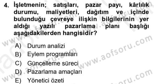 Destinasyon Yönetimi Dersi 2015 - 2016 Yılı Tek Ders Sınav Soruları 4. Soru