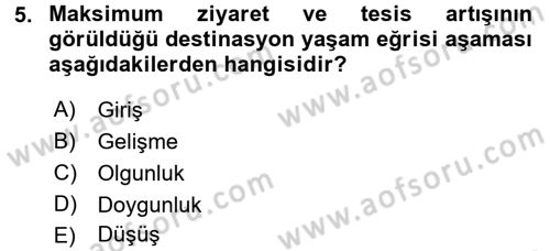 Destinasyon Yönetimi Dersi 2015 - 2016 Yılı Tek Ders Sınav Soruları 5. Soru