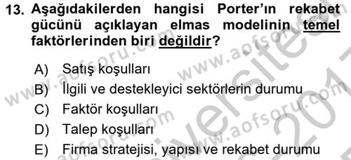 Destinasyon Yönetimi Dersi 2016 - 2017 Yılı 3 Ders Sınav Soruları 13. Soru