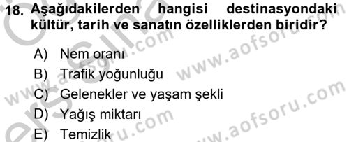 Destinasyon Yönetimi Dersi 2016 - 2017 Yılı 3 Ders Sınav Soruları 18. Soru