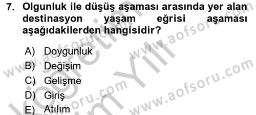 Destinasyon Yönetimi Dersi 2016 - 2017 Yılı 3 Ders Sınav Soruları 7. Soru