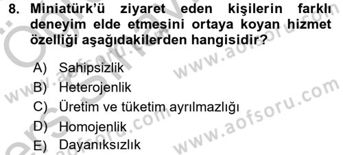 Destinasyon Yönetimi Dersi 2016 - 2017 Yılı 3 Ders Sınav Soruları 8. Soru