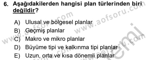 Destinasyon Yönetimi Dersi 2016 - 2017 Yılı (Vize) Ara Sınav Soruları 6. Soru