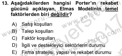 Destinasyon Yönetimi Dersi 2016 - 2017 Yılı (Final) Dönem Sonu Sınav Soruları 13. Soru