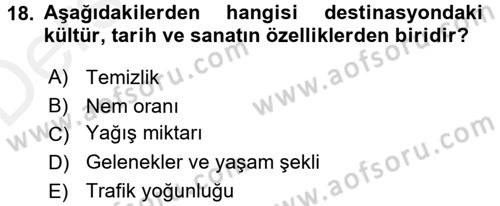 Destinasyon Yönetimi Dersi 2017 - 2018 Yılı 3 Ders Sınav Soruları 18. Soru