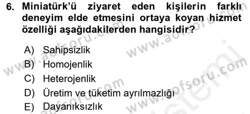 Destinasyon Yönetimi Dersi 2017 - 2018 Yılı 3 Ders Sınav Soruları 6. Soru