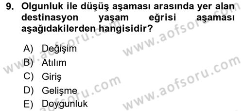 Destinasyon Yönetimi Dersi 2017 - 2018 Yılı 3 Ders Sınav Soruları 9. Soru