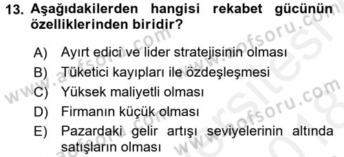 Destinasyon Yönetimi Dersi 2017 - 2018 Yılı (Final) Dönem Sonu Sınav Soruları 13. Soru