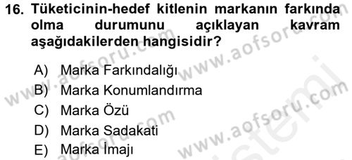 Destinasyon Yönetimi Dersi 2017 - 2018 Yılı (Final) Dönem Sonu Sınav Soruları 16. Soru