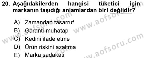 Destinasyon Yönetimi Dersi 2017 - 2018 Yılı (Final) Dönem Sonu Sınav Soruları 20. Soru