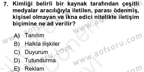 Destinasyon Yönetimi Dersi 2017 - 2018 Yılı (Final) Dönem Sonu Sınav Soruları 7. Soru