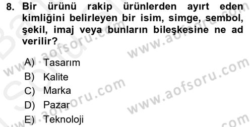 Destinasyon Yönetimi Dersi 2017 - 2018 Yılı (Final) Dönem Sonu Sınav Soruları 8. Soru