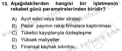 Destinasyon Yönetimi Dersi 2018 - 2019 Yılı (Final) Dönem Sonu Sınav Soruları 13. Soru