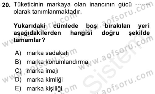 Destinasyon Yönetimi Dersi 2018 - 2019 Yılı (Final) Dönem Sonu Sınav Soruları 20. Soru