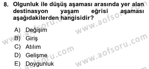 Destinasyon Yönetimi Dersi 2018 - 2019 Yılı (Final) Dönem Sonu Sınav Soruları 8. Soru