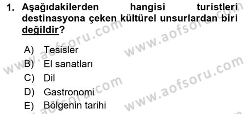 Destinasyon Yönetimi Dersi 2018 - 2019 Yılı Yaz Okulu Sınav Soruları 1. Soru