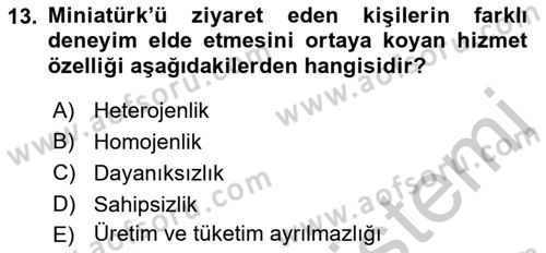 Destinasyon Yönetimi Dersi 2018 - 2019 Yılı Yaz Okulu Sınav Soruları 13. Soru
