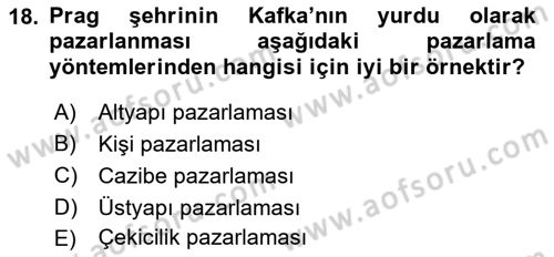 Destinasyon Yönetimi Dersi 2018 - 2019 Yılı Yaz Okulu Sınav Soruları 18. Soru